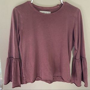 Abercrombie & Fitch burgundy long bell sleeve top